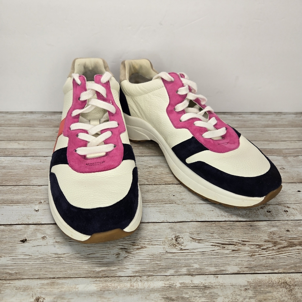 Ralph Lauren Rylee Womens Sz. 8 Shoes/ Sneakers White Blue Pink Leather  Suede